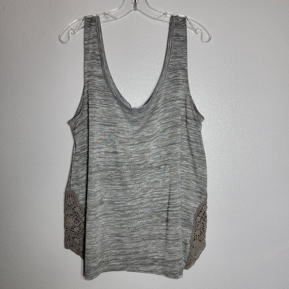 Torrid Gray‎ Space Dye Tank Top Plus Size 2X Crochet Sides Sleeveless Pullover